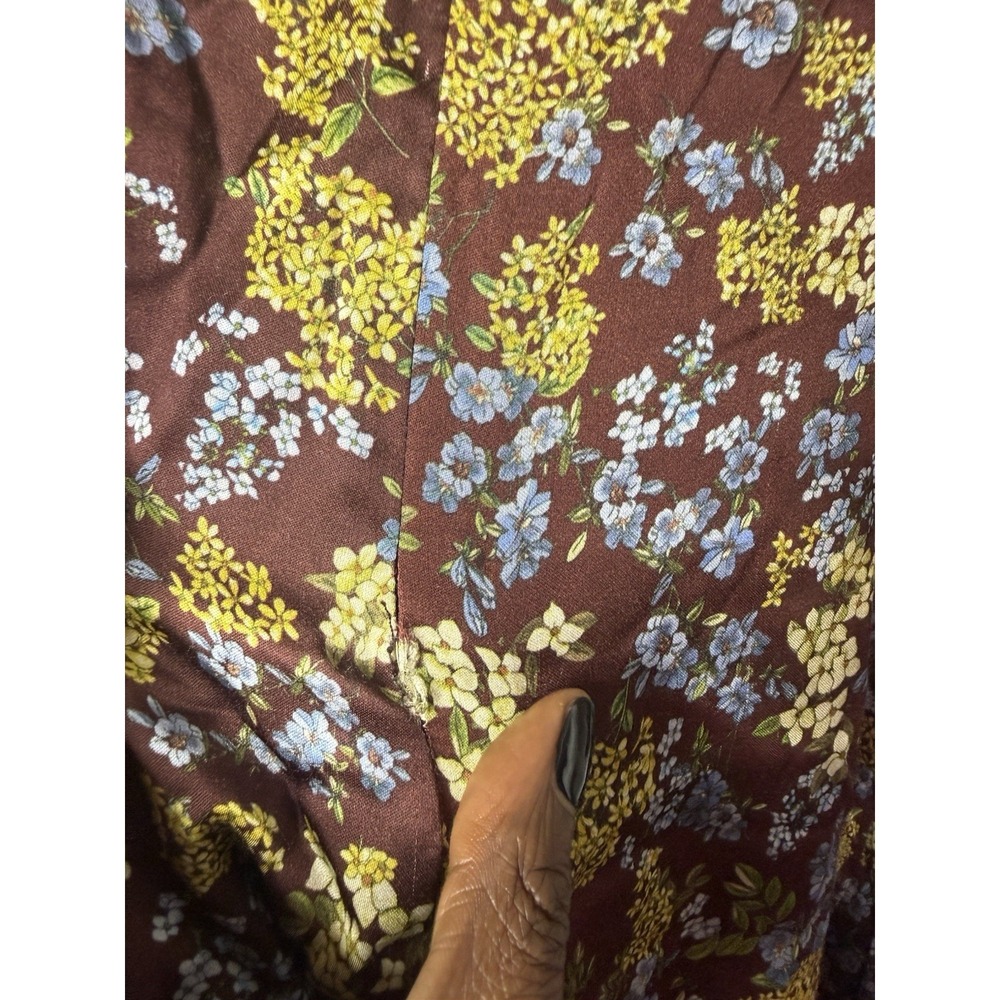 $695 Rentrayage Women's Brown Floral Ruched Baby Cleo Dress Size 6 - Picture 12 of 15